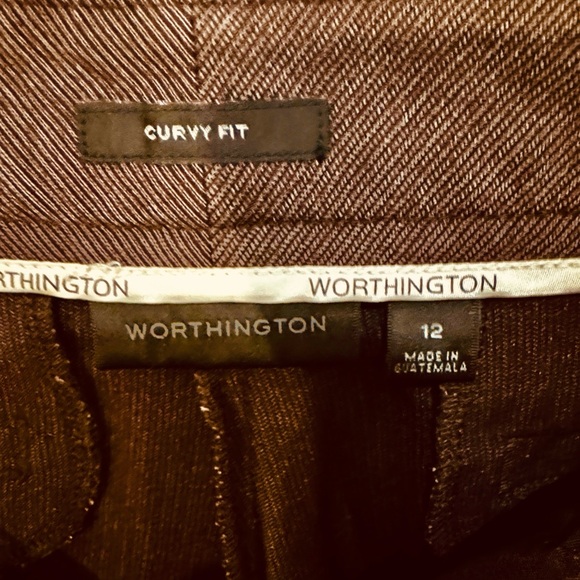 Worthington Brown Curvy Fit Trousers Size 12  Career Pants - Picture 4 of 8